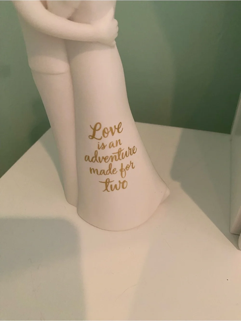 Hallmark White Wedding Couple Figurine with Gold Script